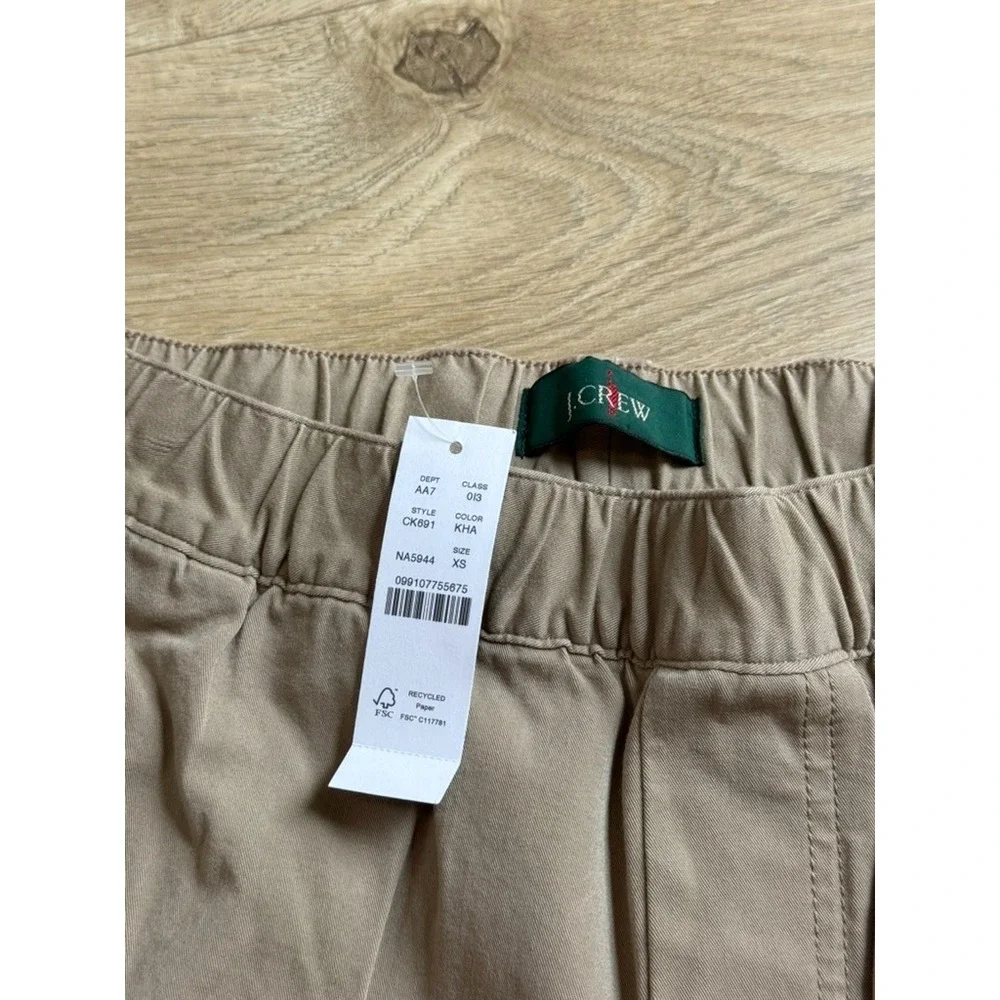 NWT Mens J.Crew Slim Dock Pant Khaki drawstring waist pull on cordura size XS